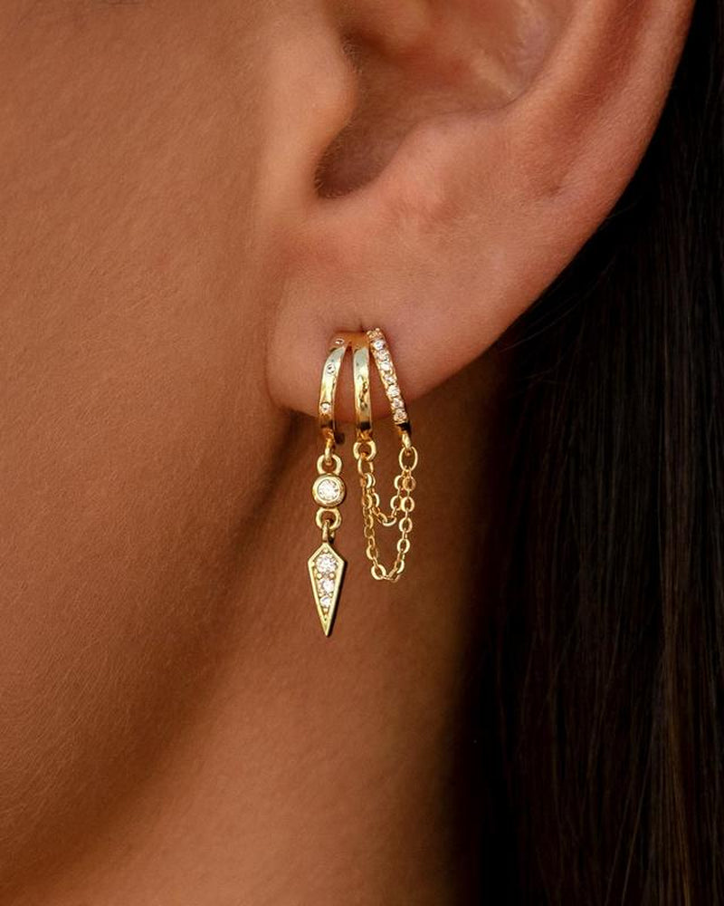 KINHOPI Triple Dangling Huggie Earrings for Women Trendy Dangle Drop Chain Earrings Perfect Valentine'S Day Gift All-Day Wear