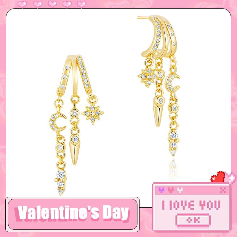 KINHOPI Triple Dangling Huggie Earrings for Women Trendy Dangle Drop Chain Earrings Perfect Valentine'S Day Gift All-Day Wear