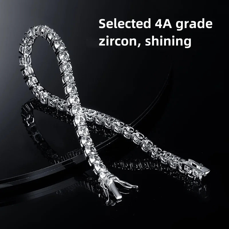 Factory Price 925 Silver Plated 18K Gold 4A Grade Zircon Tennis Bracelet for Men and Women Fashion Personality Exquisite Jewelry