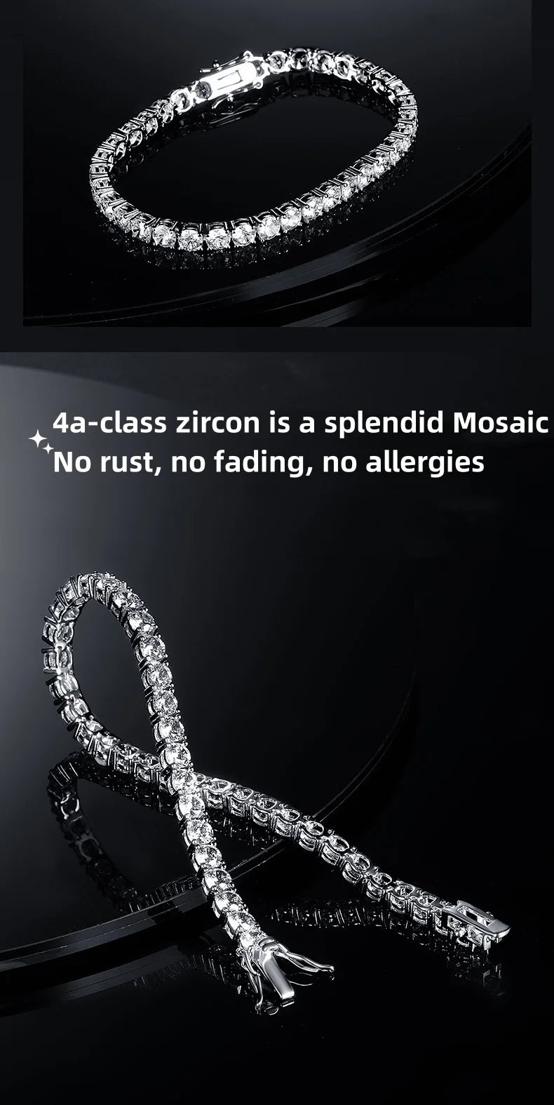 Factory Price 925 Silver Plated 18K Gold 4A Grade Zircon Tennis Bracelet for Men and Women Fashion Personality Exquisite Jewelry
