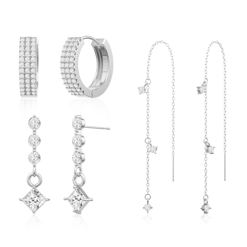 Tewiky 3 Layered Chain Earrings for Women Hypoallergenic Aretes Dangle Earrings Stud Waterproof Jewelry Gift for Blackfriday Christmas