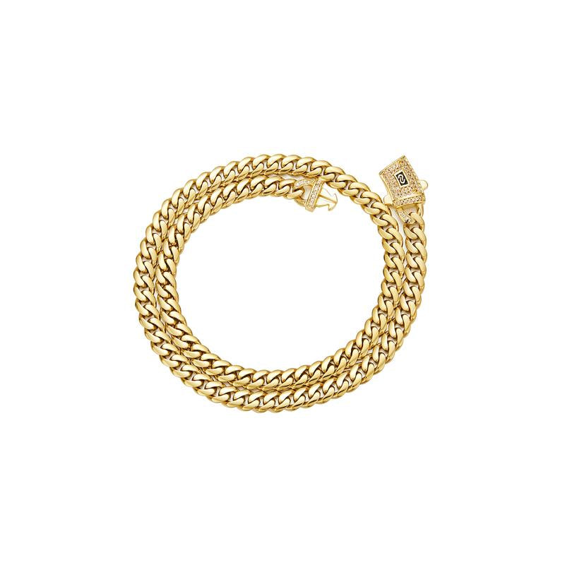 Technology Anti-Rust New Brilla Contio Jewelers 14K Gold-Plated Cuban New Anti-Rust Technology Bracelet & Necklace Set Waterproof Fade-Proof Hypoallergenic 6-14Mm Sizes Timeless Shine for Every Look Valentine'S Day Gift