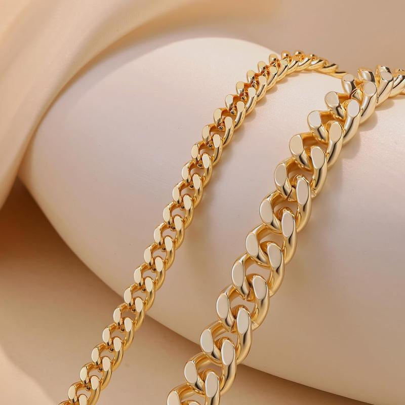 FREEKISS Chunky Cuban Link Chain Anklet for Women Waterproof Adjustable Length 8.5+2 Inch Fashion Chic Accessories Trendy Layered Anklet Set Jewelry Gift