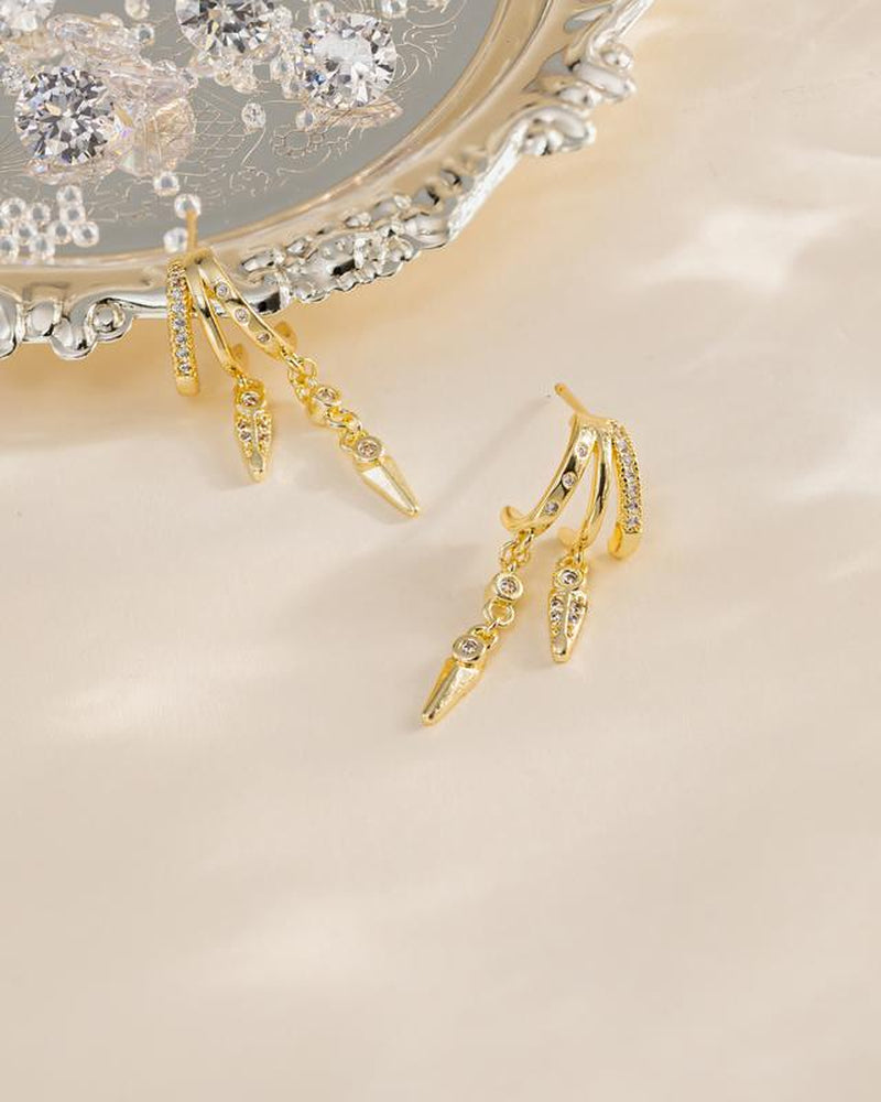 KINHOPI Triple Dangling Huggie Earrings for Women Trendy Dangle Drop Chain Earrings Perfect Valentine'S Day Gift All-Day Wear